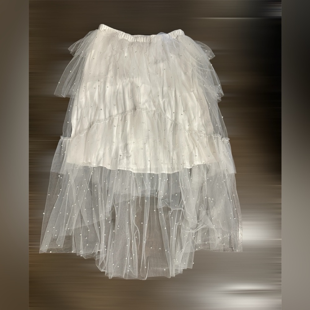 NEW - Maeve Tulle & Pearl-Embellished Skirt - Size - Large - Picture 7 of 7
